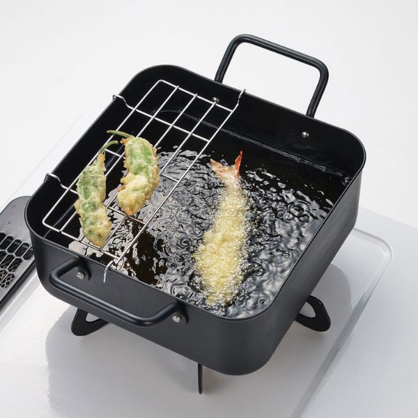揚げ物用品 広く使えるスクエア天ぷら鍋 20cm パール金属