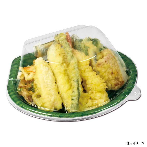 惣菜容器 夢扇10本体 竹かご緑 デンカポリマー
