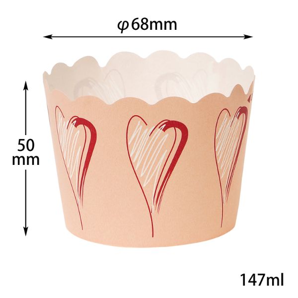 ケーキカップ NP-6F(50H) ハート片艶晒 伊藤景パック産業