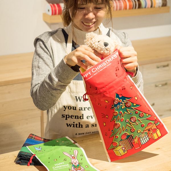 袋 クリスマスジョリーバンドギフト巾着バッグ-3(20枚) ヘッズ