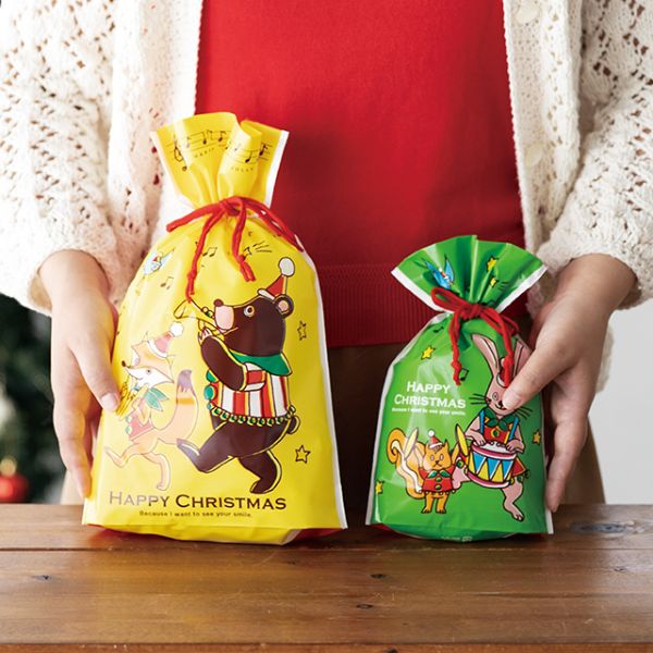 袋 クリスマスジョリーバンドギフト巾着バッグ-3(20枚) ヘッズ