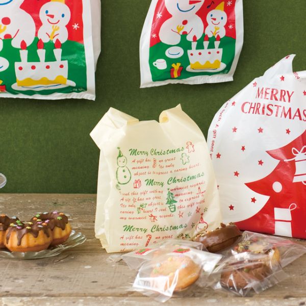 レジ袋 クリスマススノーパーティー レジ袋-L(100枚) ヘッズ