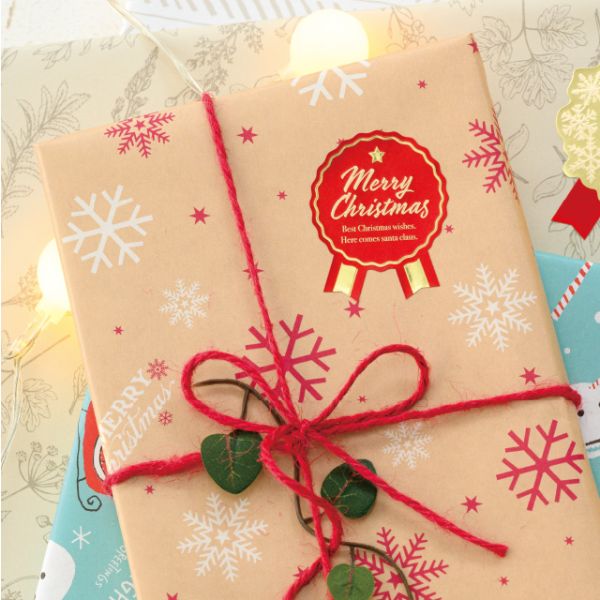 メリークリスマス強粘着リボン型シール-2(100枚) ヘッズ