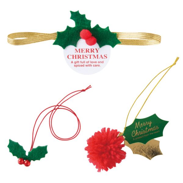 贈答用飾り ハンドメイドクリスマス ポンポン付ゴムタッグ(10個) ヘッズ