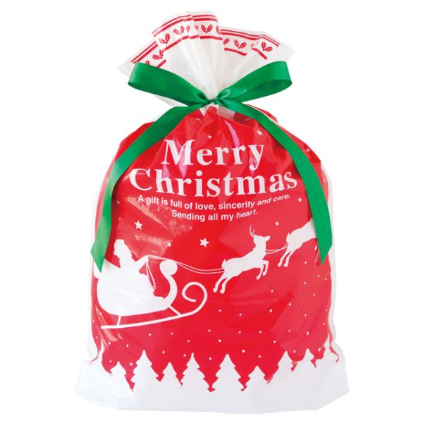 袋 ベーシッククリスマス リボン付PEギフトバッグ-L(20枚) ヘッズ