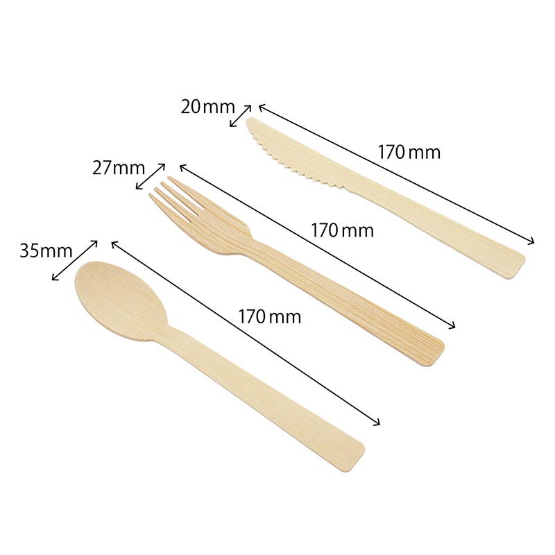 カトラリー 竹のワンウェイ 3点セット ピロー包装 50セット 神堂