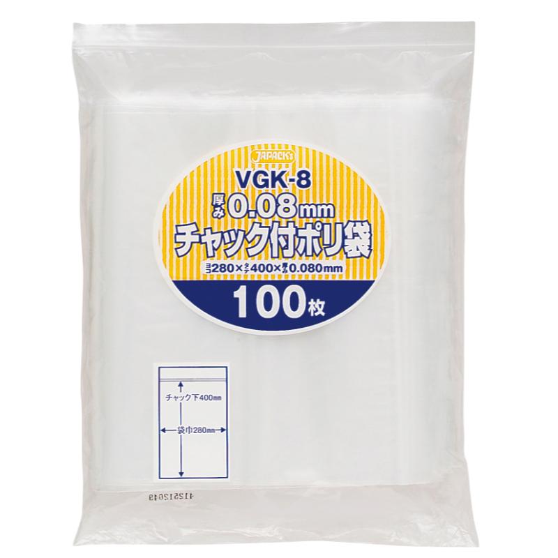 VGK-8チャック付ポリ厚口100枚 ジャパックス