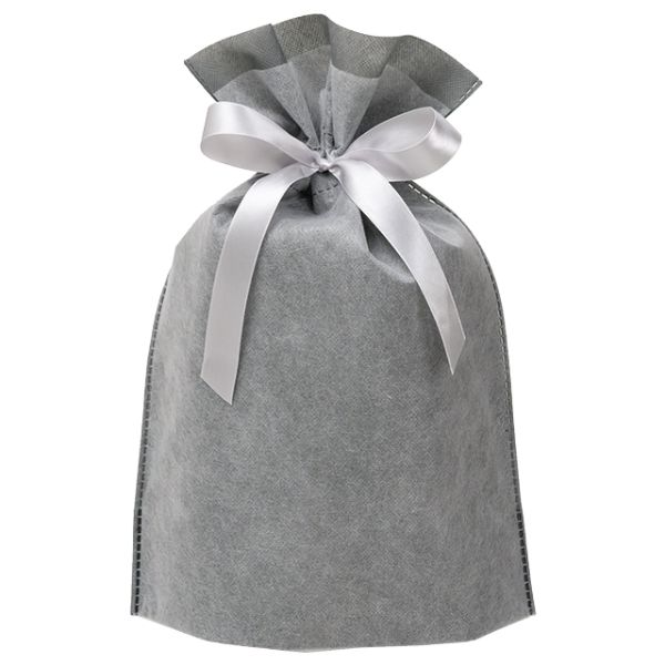 不織布袋 2重不織布リボン付バッグ-S グレー(20枚) ヘッズ