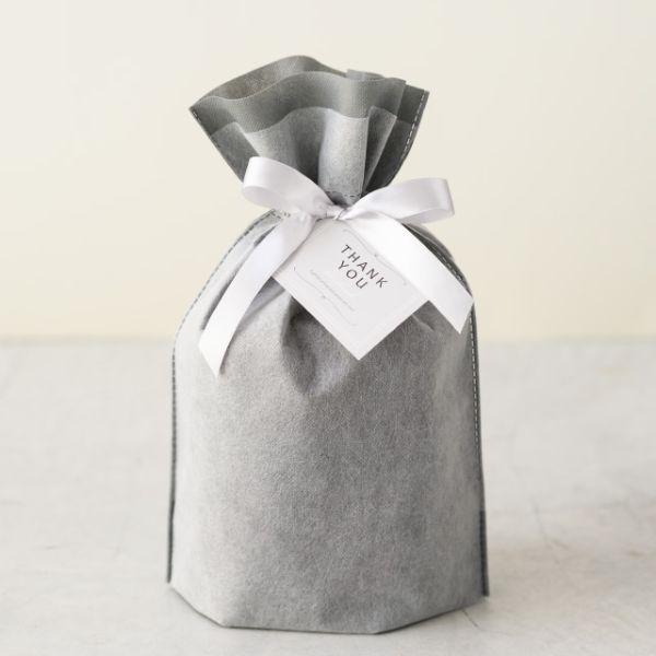 不織布袋 2重不織布リボン付バッグ-S グレー(20枚) ヘッズ