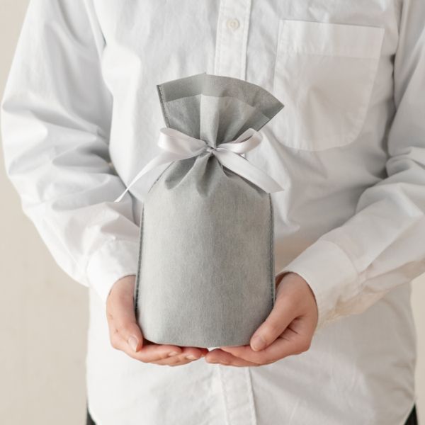 不織布袋 2重不織布リボン付バッグ-XS グレー(20枚) ヘッズ