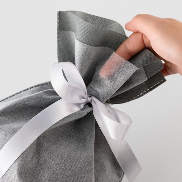 不織布袋 2重不織布リボン付バッグ-XS グレー(20枚) ヘッズ