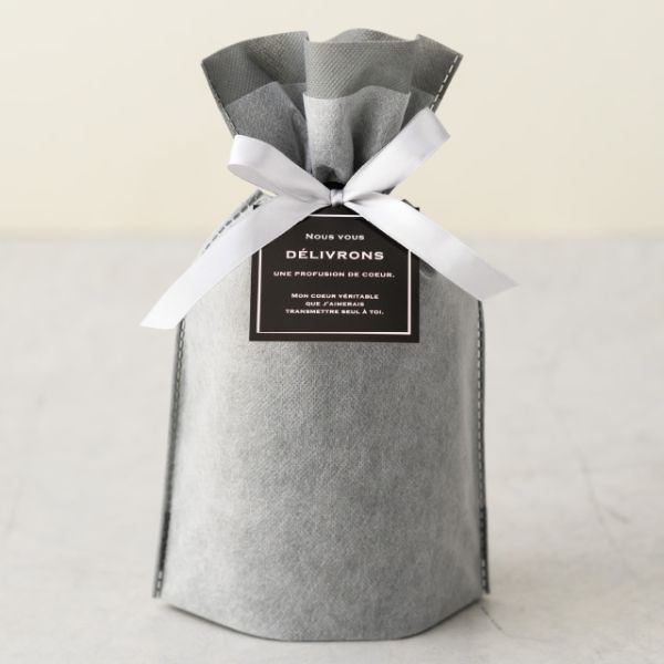 不織布袋 2重不織布リボン付バッグ-XS グレー(20枚) ヘッズ