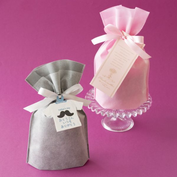 不織布袋 2重不織布リボン付バッグ-XS グレー(20枚) ヘッズ