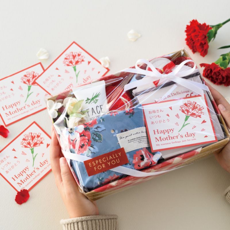 贈答用飾り 母ノ日メッセージカード-10 ハートカーネーション(30枚) ヘッズ