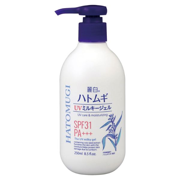 麗白 ハトムギ UVミルキージェル SPF31 PA＋＋＋ ポンプタイプ 熊野油脂