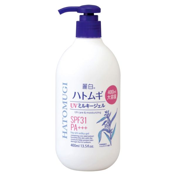 麗白 ハトムギ UVミルキージェル SPF31 PA＋＋＋ ポンプタイプ 大容量 熊野油脂