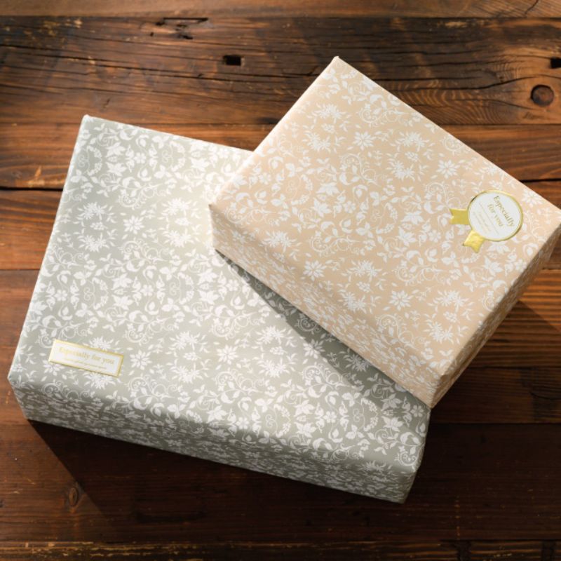 エレガントフラワー包装紙 グレー-1(全紙)(50枚) ヘッズ