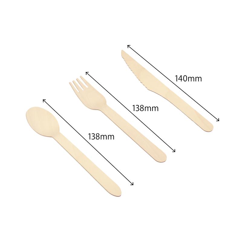 使い捨てカトラリー 木製3点セット 140 紙完封(茶色) アサヒグリーン