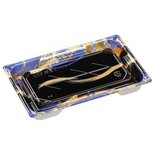 寿司容器 鈴音2-4PT 本体 帯流れ青 エフピコ