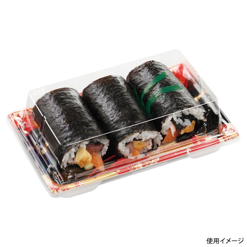 寿司容器 鈴音2-4PT 本体 帯流れ赤 エフピコ