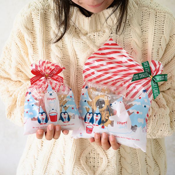 テープ無 OPP袋 クリスマススノーベア OPPギフトバッグ-2(50枚) ヘッズ