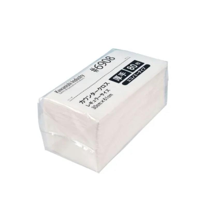 6908 カウンタークロス エコノミー厚手 レギュラーサイズ ホワイト 80枚入 川西工業