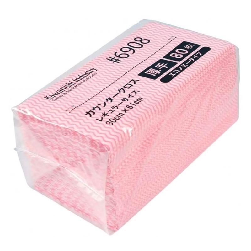 6908 カウンタークロス エコノミー厚手 レギュラーサイズ ピンク 80枚入 川西工業