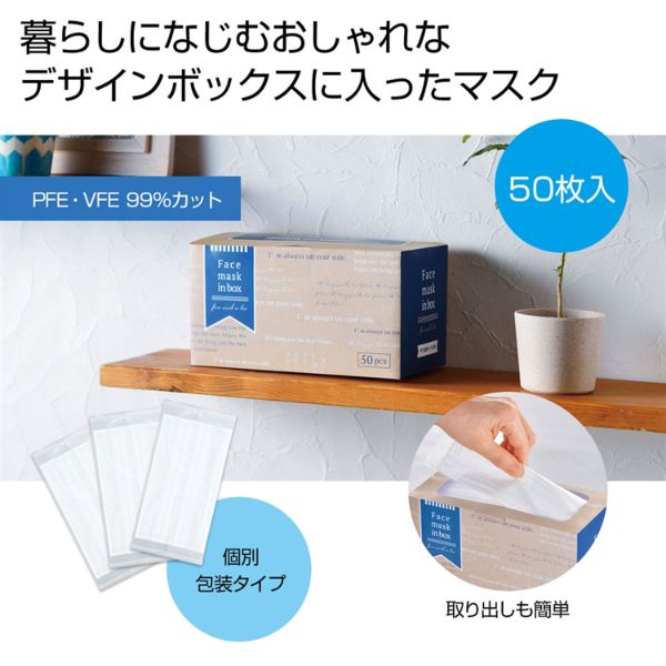 使い捨てマスク オシャレなボックスマスク50枚入 2696380