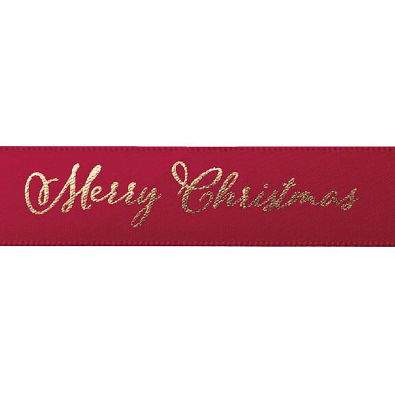 ギフト資材 XME-R1 クリスマスエレガントプリントサテンリボン/レッド-1(1巻) ヘッズ
