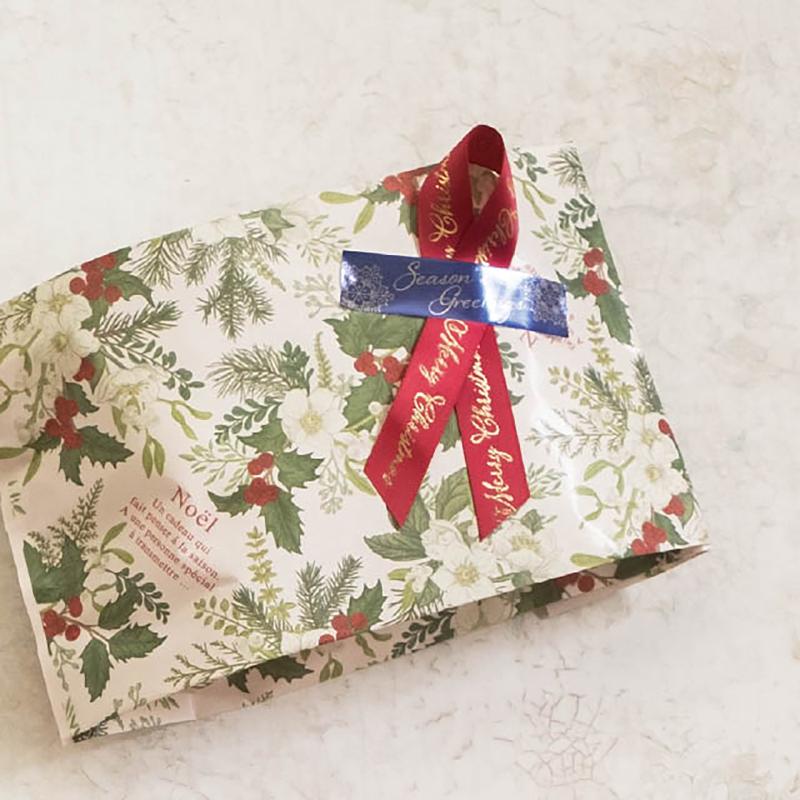 ギフト資材 XME-R1 クリスマスエレガントプリントサテンリボン/レッド-1(1巻) ヘッズ