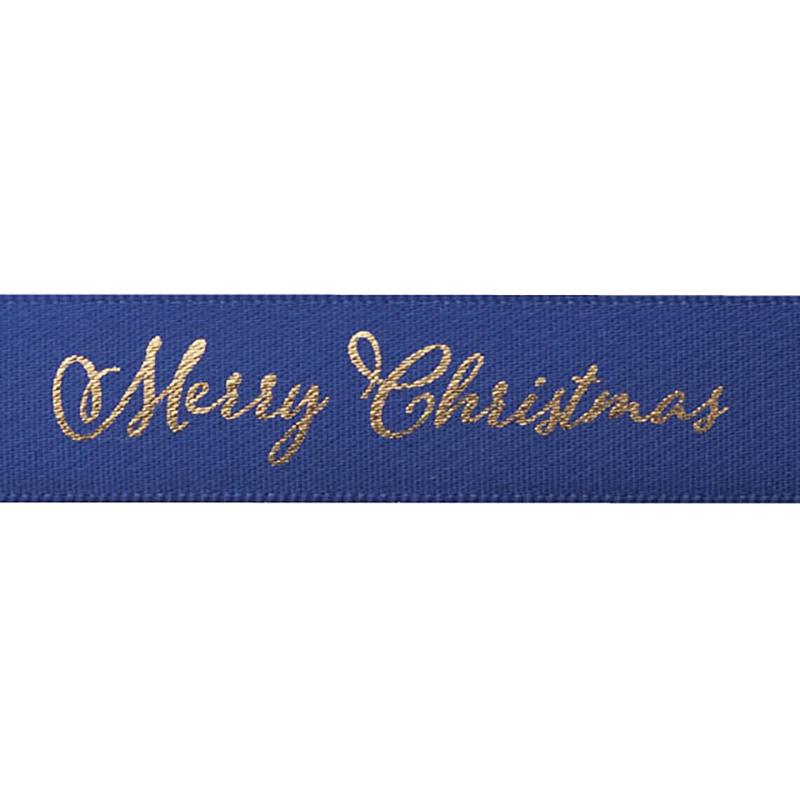 ギフト資材 XME-R2 クリスマスエレガントプリントサテンリボン/ネイビー-2(1巻) ヘッズ