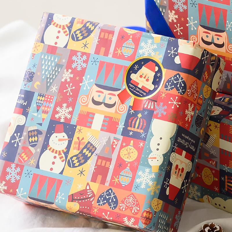 ギフト資材 XHK-1S クリスマス北欧リボン型シール-1(100枚) ヘッズ