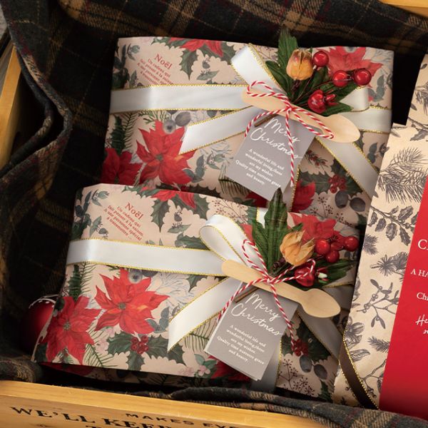 紙手提袋 ポインセチアペーパーバッグ-1(20枚) ヘッズ