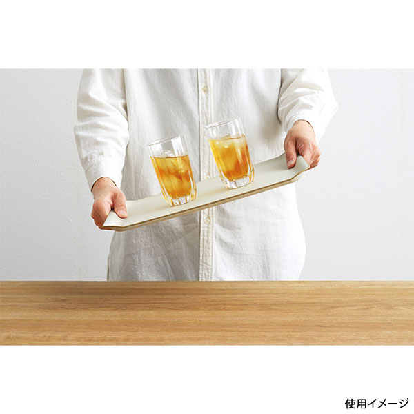お盆 ノンスリップ 抗菌ランチョントレー36cm ホワイト パール金属