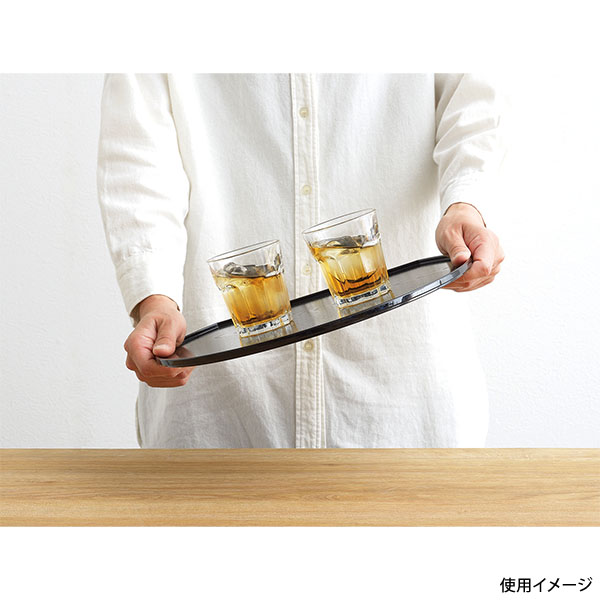 お盆 ノンスリップ 抗菌半月盆 パール金属