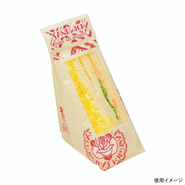 サンドウィッチ袋 ペーパー三角サンド袋No65 ローズ エフピコチューパ