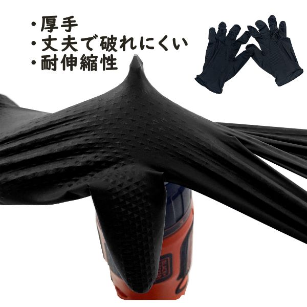 ニトリル手袋 ガルディアングローブ ブラック S つばさ