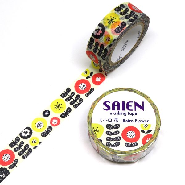 ラッピング用品 マスキングテープ レトロ 花 カミイソ産商