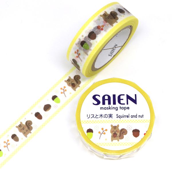 ラッピング用品 マスキングテープ リスと木の実 カミイソ産商