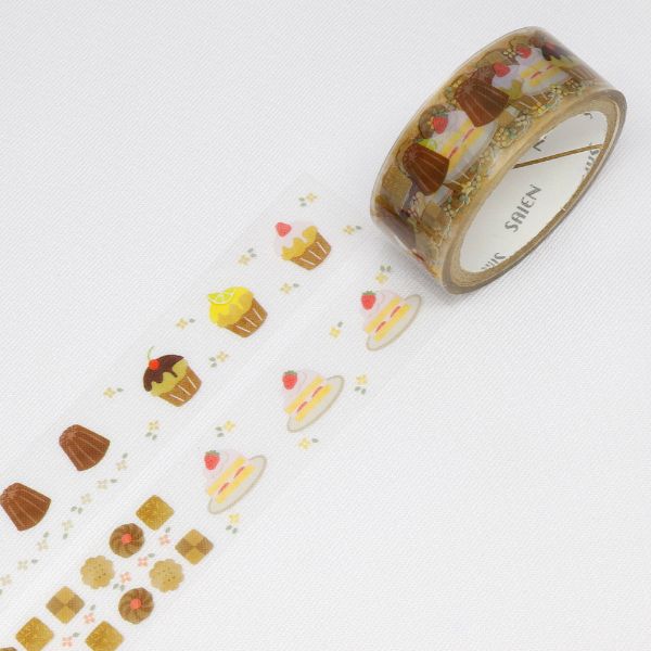 ラッピング用品 マスキングテープ SAIEN 焼き菓子 15mm×3m カミイソ産商