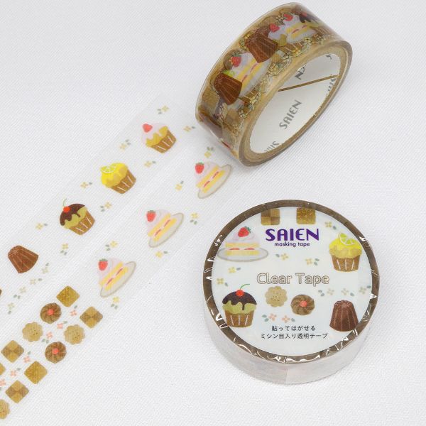 ラッピング用品 マスキングテープ SAIEN 焼き菓子 15mm×3m カミイソ産商