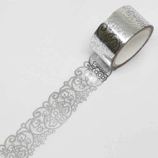 ラッピング用品 マスキングテープ ロマネ(銀箔) 20mm×3m カミイソ産商