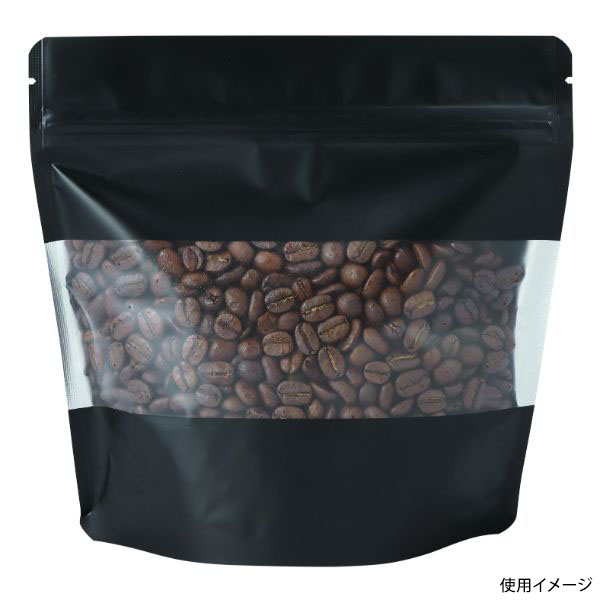 コーヒー豆 袋 COT-879BL アルミスタンドチャック袋 M 窓付 マット黒 ヤマニパッケージ