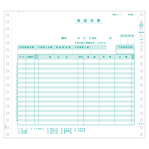 プリンター用紙 請求書 2P 200入 GB62 ヒサゴ