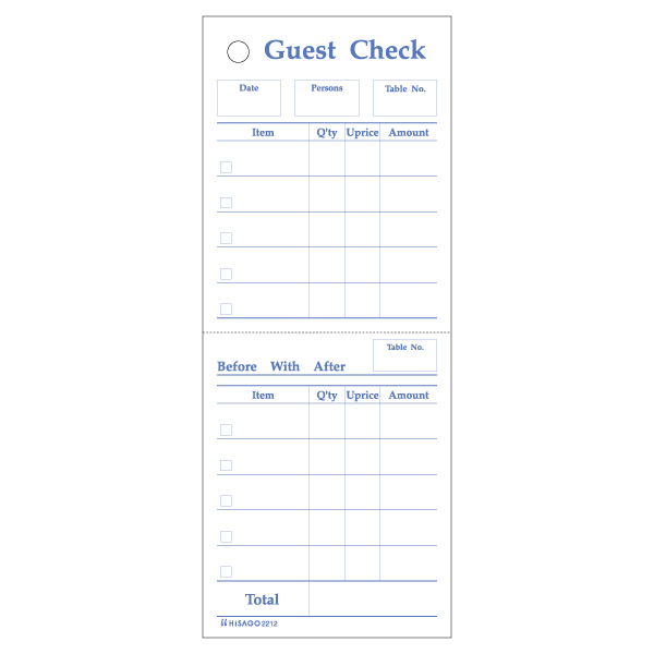 Guest Check 2WAY 2P 300入 2212 ヒサゴ