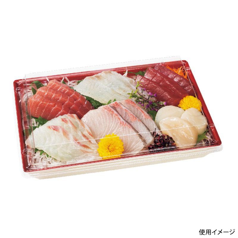 刺身容器 豪華折 23-15B 桐木目朱 リスパック