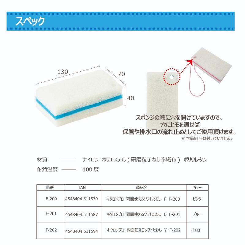 スポンジ キクロンプロ 両面使えるソフトたわし Y F-202 キクロン