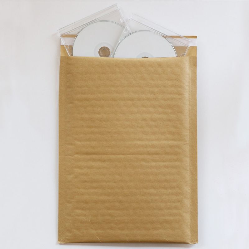 紙製発送資材 クッション封筒茶 開封テープ無 DVD/CDサイズ 10枚 今村紙工