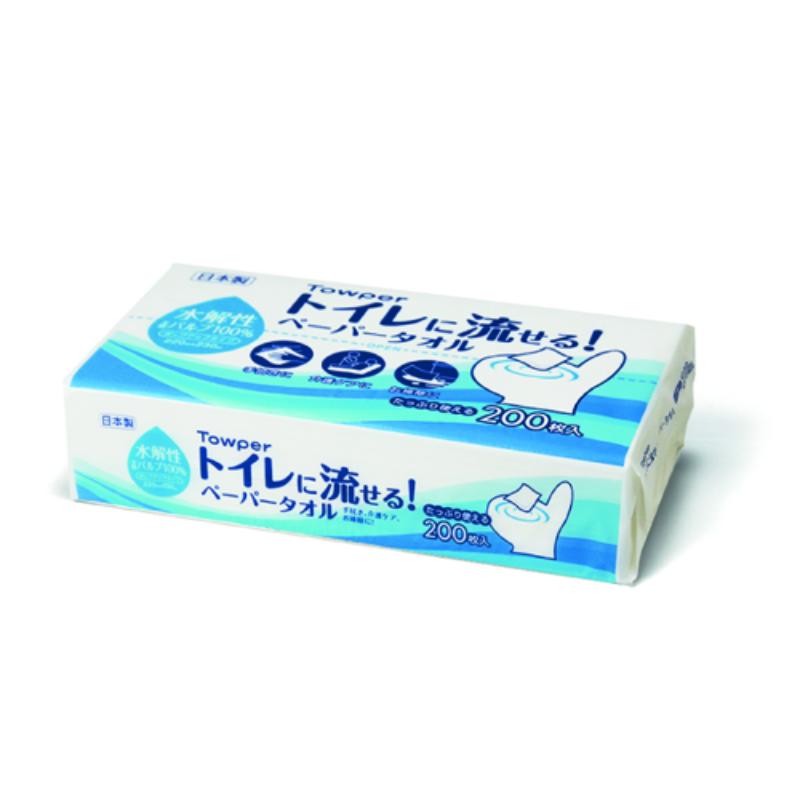 【介護/医療】排泄洗浄 タウパー トイレに流せる！ペーパータオル 200枚 日本製紙クレシア