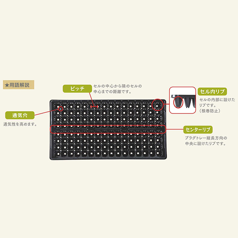 フルーツ容器 プラグトレー512穴手植用黒 エフピコチューパ